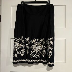 Elegant Black and White Embroidered Skirt